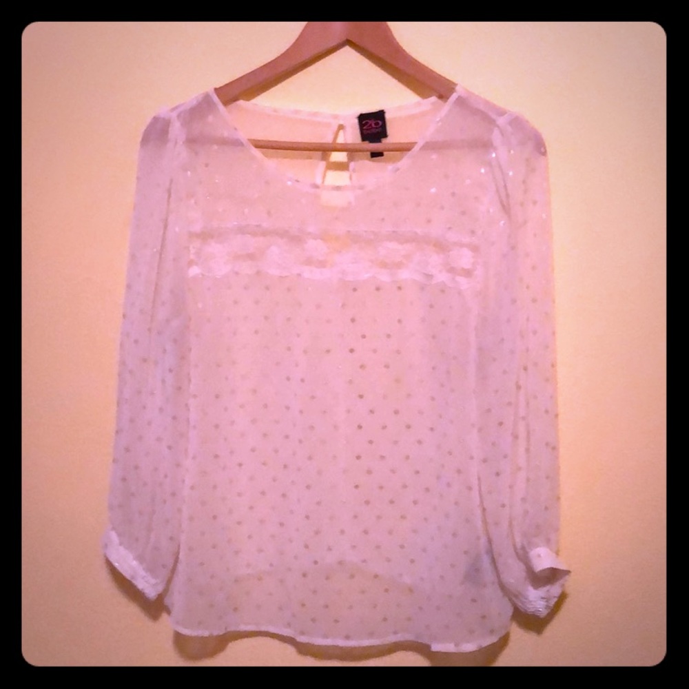 Sheer Yoke Style Top w/Lace Detail